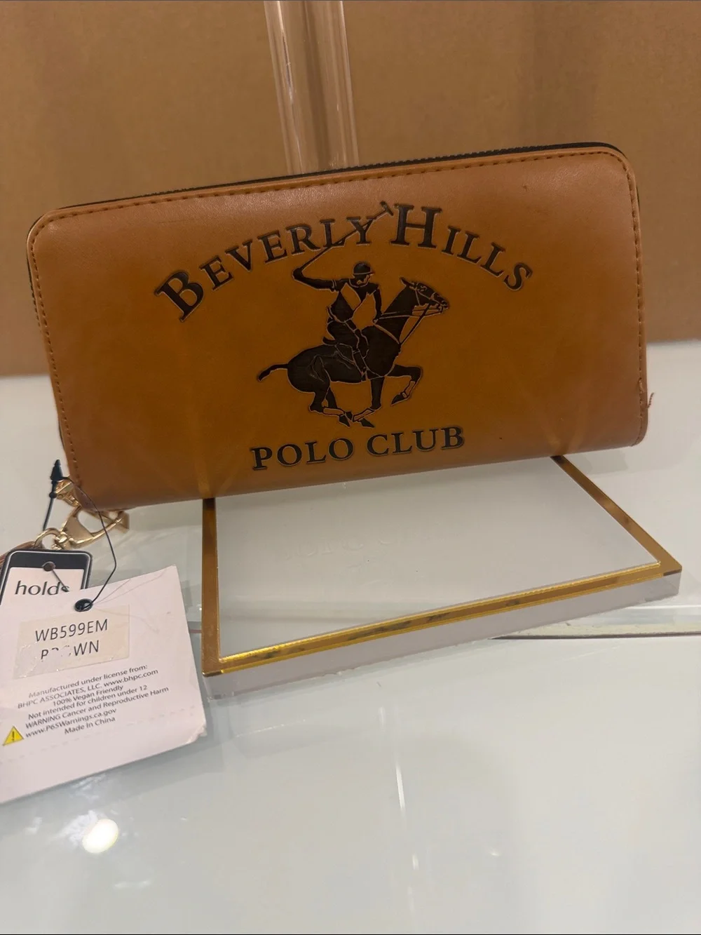 Beverly Hills Polo Club Brown Zip-Around Men's Wallet with Wrist Strap
